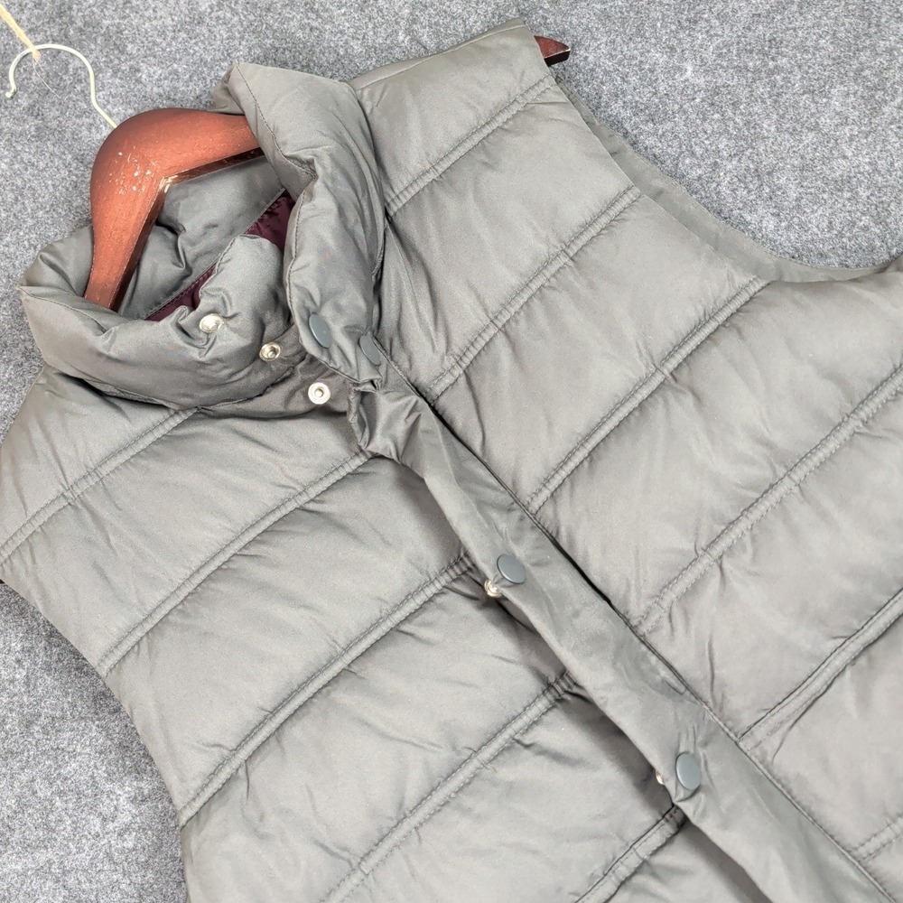 Gap Mens Gray Quilted Puffer Vest Snap Button Mock Neck Size M